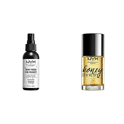 NYX PROFESSIONAL MAKEUP Make Up Setting Spray Dewy Finish Bundle with Honey Dew Me Up Primer, 2 Count
